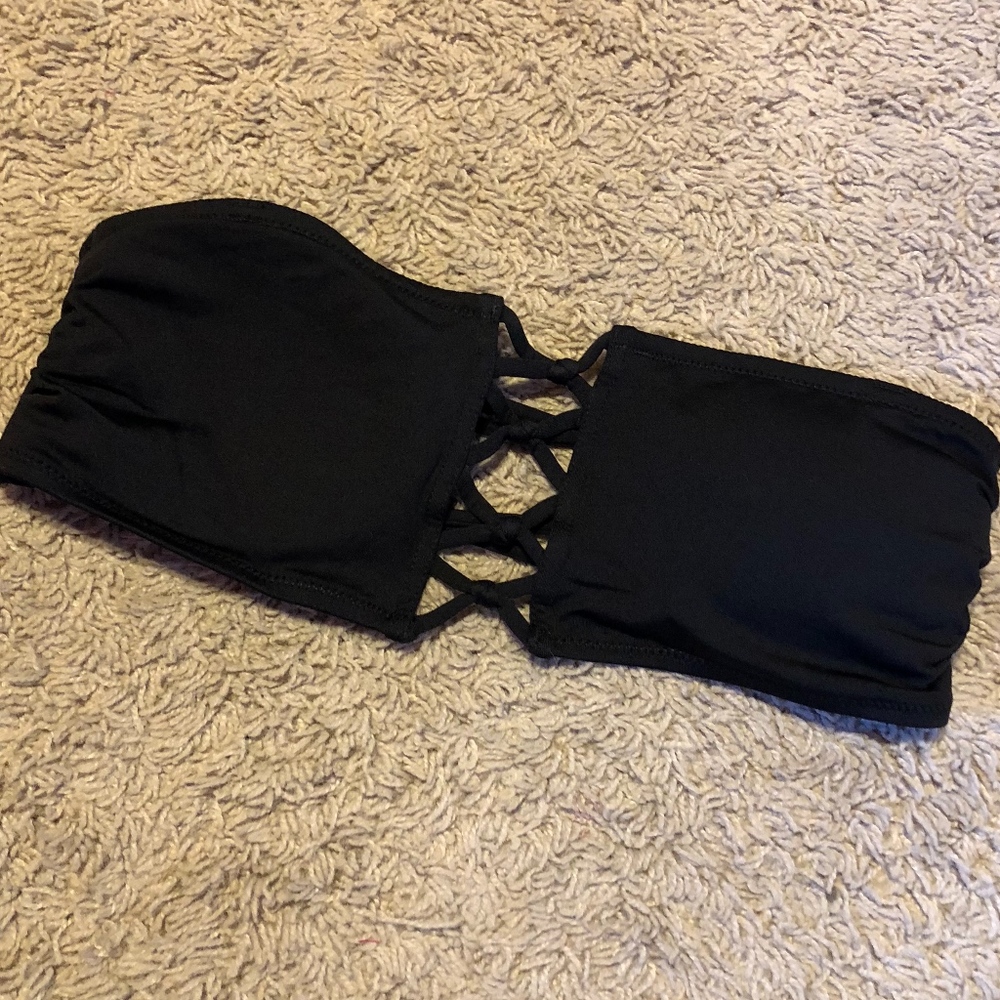 Lace Up Sexy Black Bikini Top with Padding